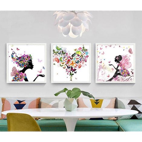 Affiche murale sur toile imprimée « Fleur féerique n° 1 », décoration aquarelle simple et élégante, idéale pour le salon, la chambre, le bureau et la chambre d'enfant (ensemble) (1/4)