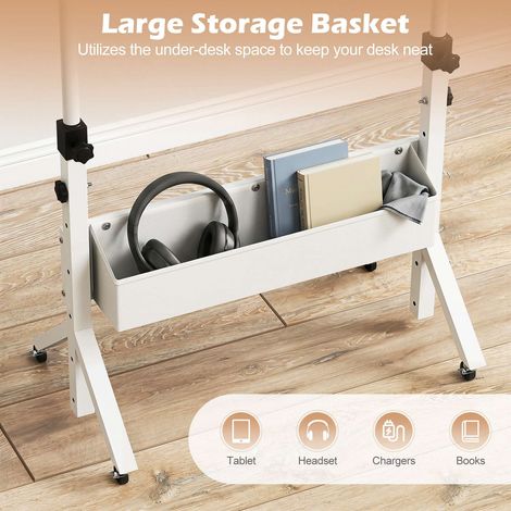 Mobile Standing Desk, Height Adjustable with Storage Basket (1/5)