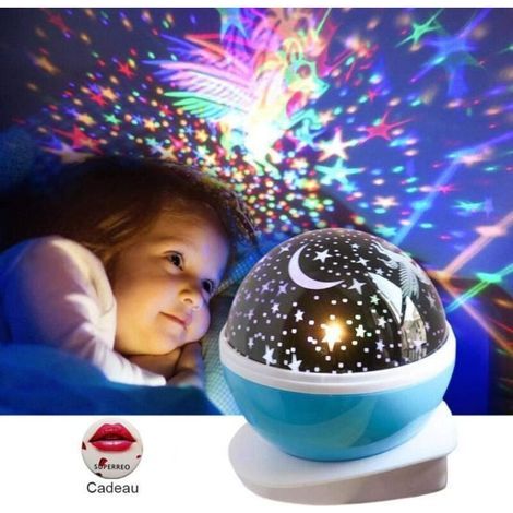Nachtlicht für Kinder, Sternenprojektion, bunte, rotierende Projektorlampe, Deckenleuchte – Blau (1/5)