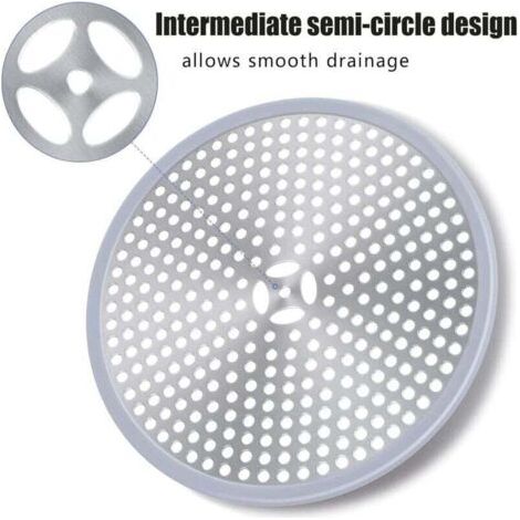 QORVA-Drain de Douche, Filtre de Cheveux, Filtre pour bonde de Douche, Grille Douche Anti Cheveux, Couverture de Drain Filtre à Évier, Attrape-Cheveux Douche Drain - Acier Inoxydable Argent et Silicon