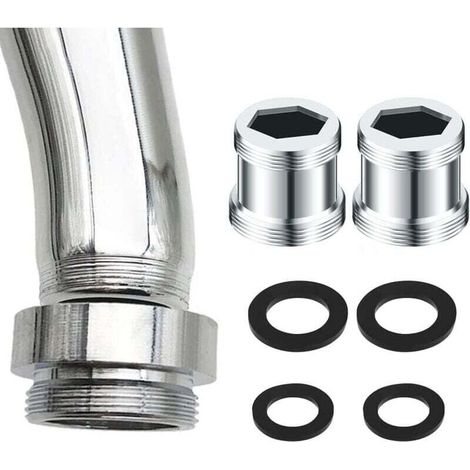 2 adattatori universali per rubinetto in ottone, connettore aeratore per rubinetto, adattatori con filettatura maschio e 4 rondelle per rubinetti da cucina, bagno e giardino (M20-M22) - Crezuo