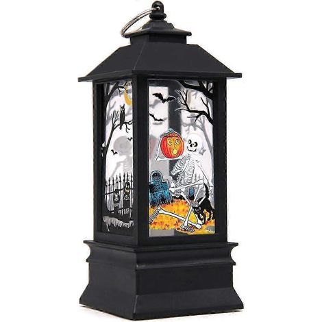 Lanternes portables Halloween Seasons Stars, bougie orange LED, lampes d'Halloween squelette effrayantes, lanternes suspendues pour la maison (1/5)