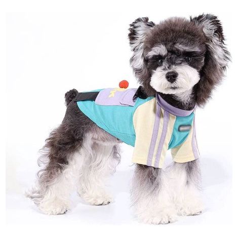 T-shirt pour chien à blocs de couleur et sac à dos décoratif, vêtement doux pour petits chiens, XXL : tour de poitrine 54 cm, tour de dos 39 cm, convient aux chiens de 7 à 8,5 kg, vêtement confortable (1/2)