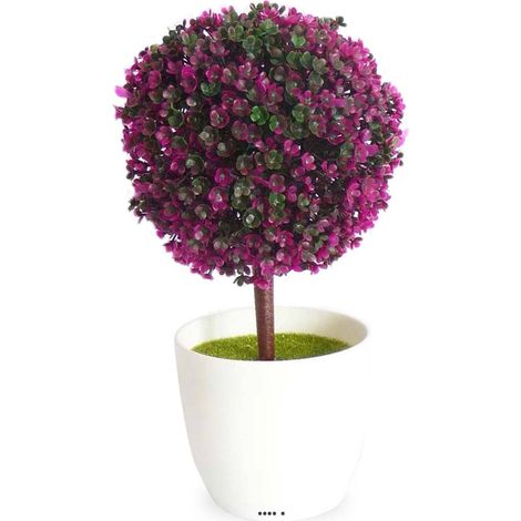 Mini plante topiaire Violet déco H25 cm en pot plastique blanc superbe - couleur: Pourpre