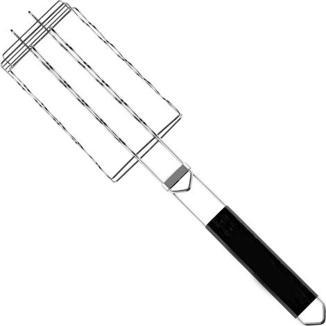 Grillkorb,BBQ Grillrost Grill avec Abnehmbarem Holzgriff, Edelstahl (1/5)