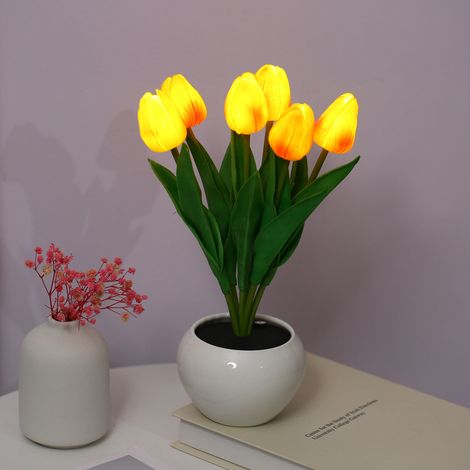 Lampe tulipe d'intérieur, lampe de table décorative, lampe pot de fleurs, veilleuse d'ambiance, cadeau plante en pot (1/2)