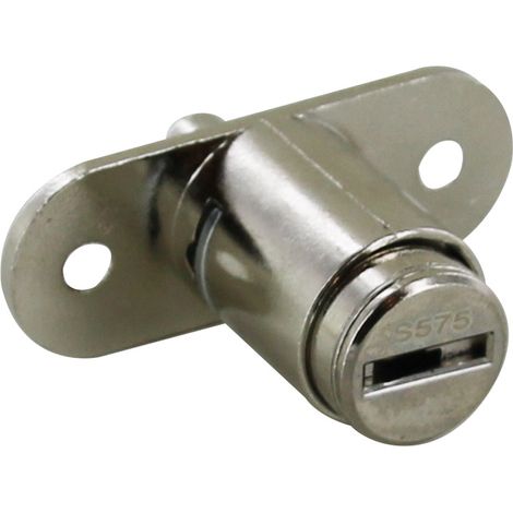 Serrure électrique à poussoir avec barillet Ø 16,5 mm – Boîtier 50x19 – Pour portes coulissantes – Nickelé, Zamac – Ojmar (1/2)