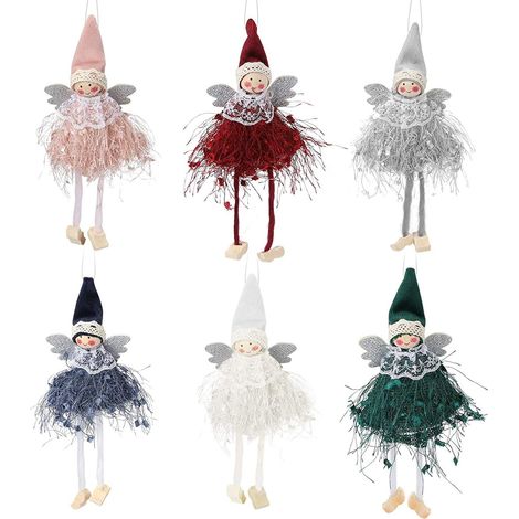 Pendentif poupée ange, décoration de sapin de Noël, ornements de Noël, poupée ange à suspendre, créations de lutins pour les fêtes (1/5)
