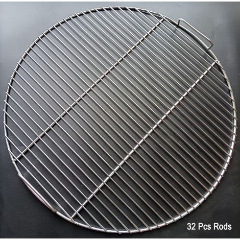 Grille de barbecue ronde en acier inoxydable – Diamètre 53 cm – Poignée pour manipulation facile – Compatible avec barbecues Weber 57 cm