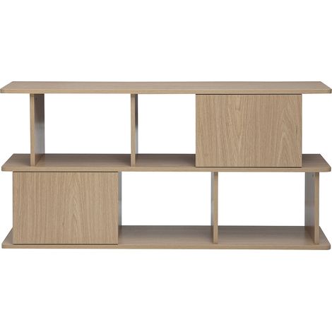 Bibliothèque basse avec rangements finition bois clair chêne L140 cm JANICE (1/5)