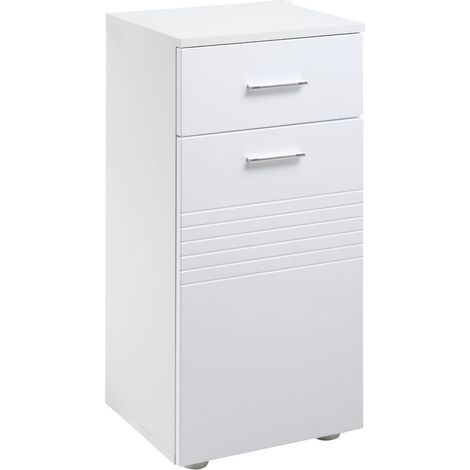 MOBILE BAGNO IN LEGNO CON CASSETTO E 1 ANTA CON MENSOLE 35X30X77.5CM BIANCO (1/5)