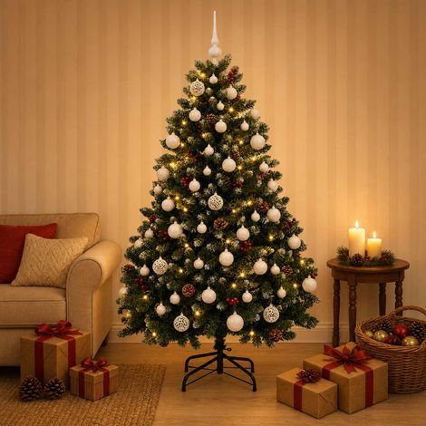 vidaXL Árbol de Navidad artificial verde con bolas 150 cm 150 LED (1/5)