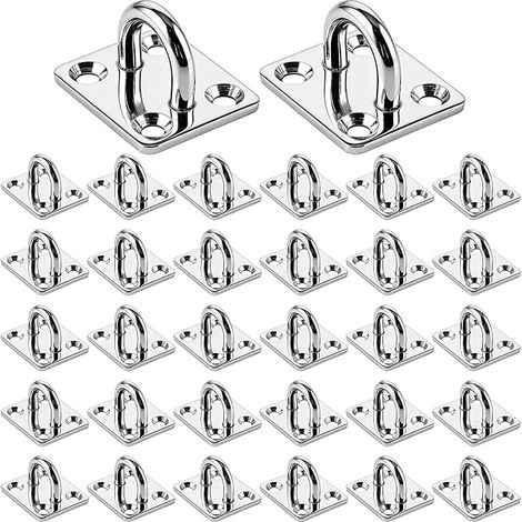 Lot de 32 plaques oculaires en acier inoxydable M5 avec œillet, plaque de pont en acier inoxydable pour objets, crochets de fixation, support mural, fixation pour voile d'ombrage, crochet de (1/5)