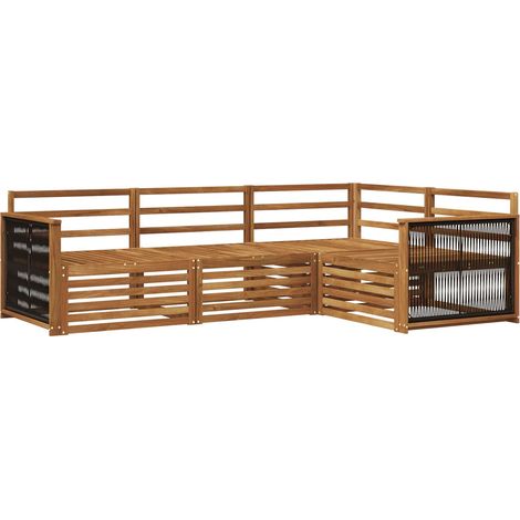 Outdoor Sofa Set 4 pcs Natural Solid Acacia Wood vidaXL (1/5)