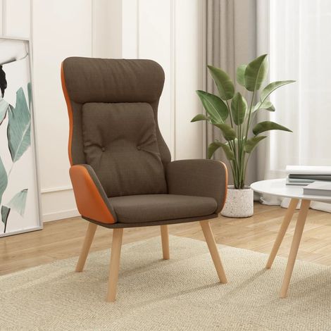 Chaise de relaxation marron en tissu et PVC avec accoudoirs 70 x 77 x 94 cm - PANGIVO (1/5)