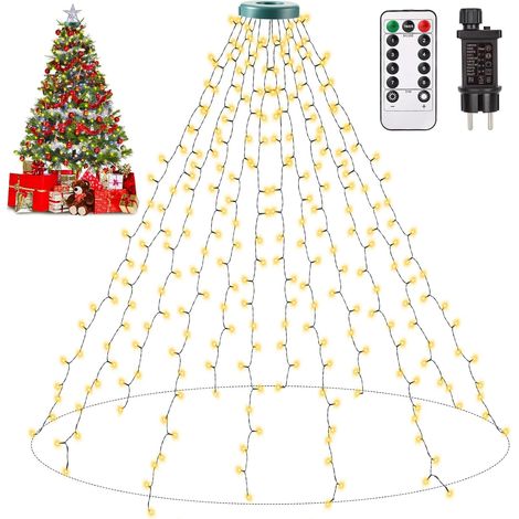 Chaud Guirlande Lumineuse Sapin de Noel x étanche LED Modes pour Exterieure 2.5m 12 IP44 300 8 Blanc (1/5)