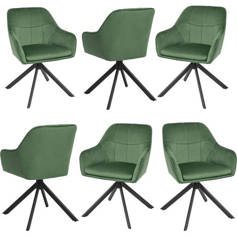 Goeurvant Chaises Pivotante Confortable avec Dossier Large et Accoudoirs Ergonomiques - Lot de 6 - Vert (1/5)