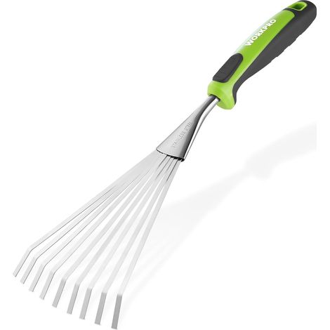Hand Rake 41cm 9 Teeth Stainless Steel Garden Rake  Heavy Duty Garden Tool with Soft Handle for Leaves, Solids, Flowers, Soil Loosening and Garden Care (1/5)