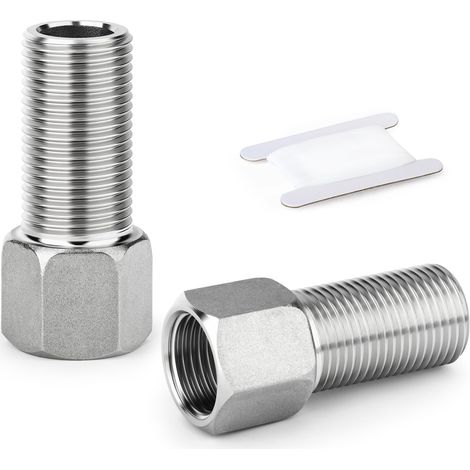 2PCS Raccord de tuyauterie en acier inoxydable 304, Adaptateur hexagonal à rallonge, 1/2" MBSP x 1/2" FBSP, Longueur 60 mm/2.36 pouce (1/5)