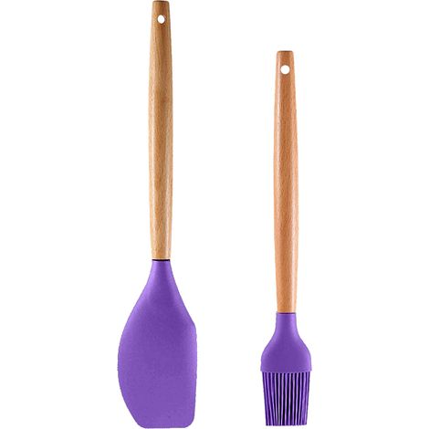 Ustensiles De Cuisine En Silicone - Spatule Inox Et Bois - Résistant À La Chaleur - Pour Poêles Antiadhésives - Lot De 2 (1/5)
