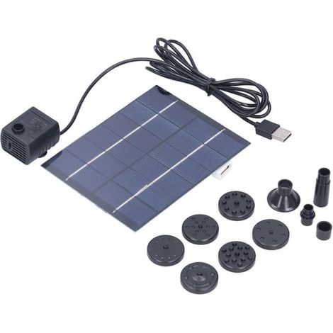 Fontaine solaire 2W avec panneau solaire, pompe à eau et kit pour la décoration de bassins et d'aménagements paysagers extérieurs. (1/5)