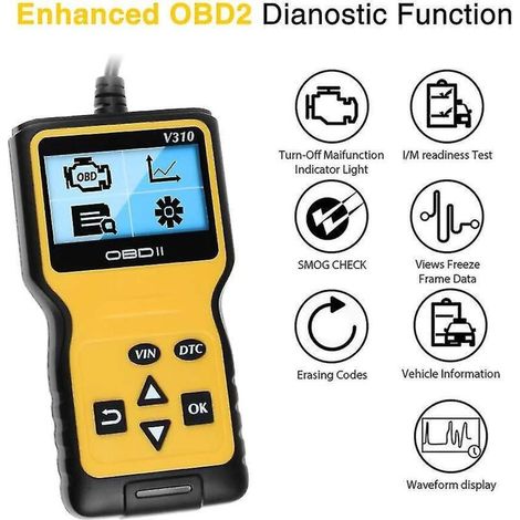Scanner OBD2, lecteur de codes d'erreur automobile universel amélioré, outil de diagnostic automobile compatible avec tous les protocoles OBD II. (1/3)