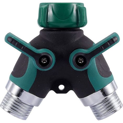 1 robinet à 2 voies, avec vanne d'arrêt individuelle, raccord 3/4 pouce, pour machine à laver et arrosage (1/5)