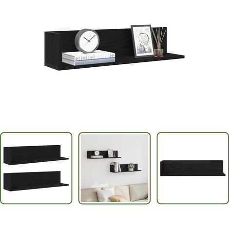 Holzwerkstoff - Wandregale 2 Stk. Schwarz 75x16,5x16,5 cm Holzwerkstoff (1/5)