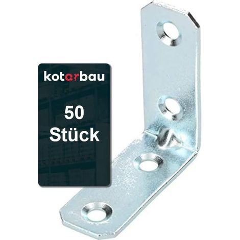 KOTARBAU Lot de 50 raccords d'angle 35 x 35 x 16 x 2 mm avec nervure en acier - Trous de montage - Pour meubles - Galvanisé - Pour charges lourdes (1/5)