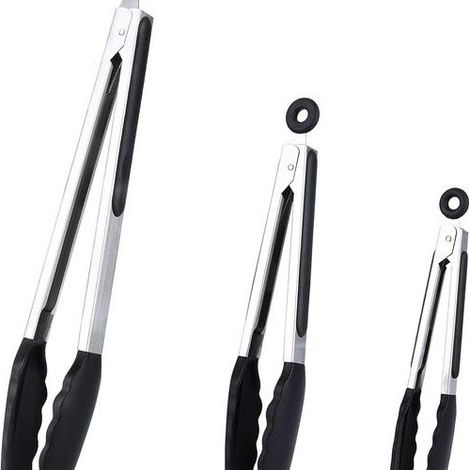 Pinces de cuisine, lot de 3. Pinces à griller en acier inoxydable avec embouts en silicone pour la cuisson, les grillades et (1/5)