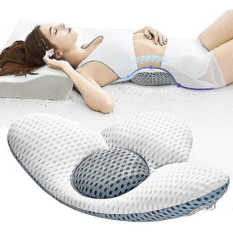 Oreiller lombaire orthopédique de soutien du dos pour un sommeil réparateur. Oreiller de lit pour soulager la sciatique, les douleurs de hanche ou de jambe pendant la grossesse. (1/5)