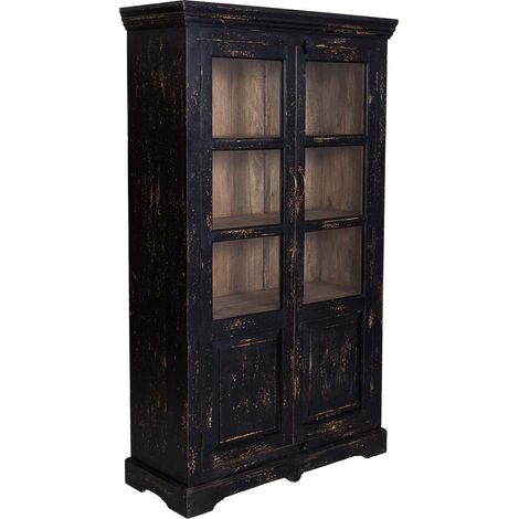 Vitrina de madera artesanal negra 105x40x180h cm (1/5)