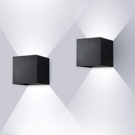 Vtizikl ENCOFT 2pcs 12W Applique Murale Interieur Exterieur COB LED, Éclairage Luminaire Murale en Aluminium IP67 Imperméable Angle Réglable, Lumière Froide 6000K pour Couloir Escalier Chambre Jardin, (1/5)