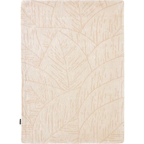 Tapis crème fait main en laine coton motif nature - 133 x 190 cm (1/5)