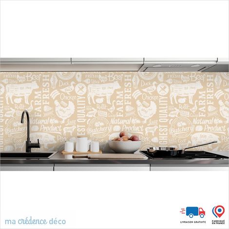 Crédence : Boucherie et graphisme 2 - Couleur Beige ivoire - Alu composite - 120 - 60 (1/3)