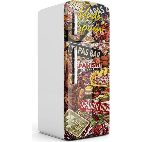 Vinilo Adhesivo Decorativo para Nevera, Especial Libre De Burbujas, Made in Spain, Comida Española, 185x70cm (1/5)