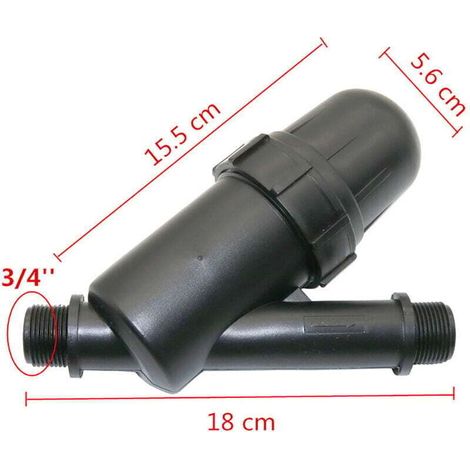 3/4-Zoll-Sieb für Bewässerung, Gartenbewässerungsfilternetz aus Edelstahl, Wasserfilter für Gartenbau, Landwirtschaft, Tropfbewässerung mit Pumpe (Schwarz)