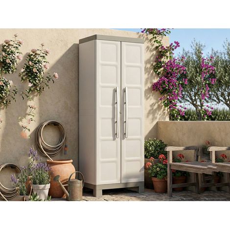 Armadio da Esterno Strathmore, Mobile da Giardino 4 Ripiani, Made in Italy, 45x65x182h cm Marrone Sabbia