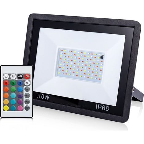 Projecteur RGB Extérieur IP66 - Spot Lumineux pour Jardin Garage Cour Porche - 30 W
