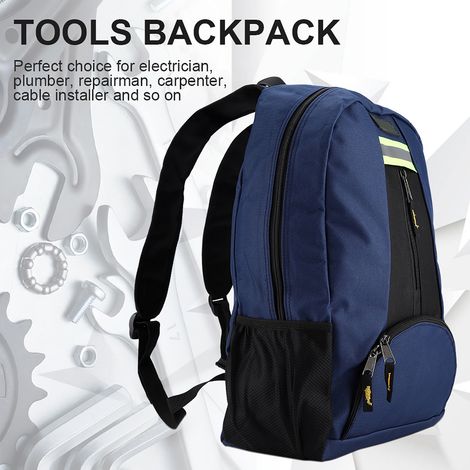 Sac à dos en tissu Oxford résistant à l'usure pour électricien, plombier et réparateur (bleu) (1/5)