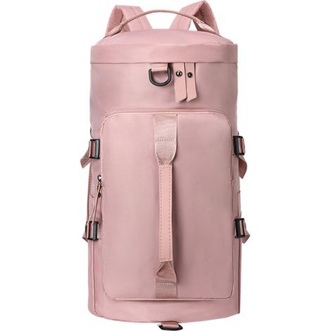Bolsa deportiva para hombre y mujer con compartimento para zapatos y bolsillos para yoga, viajes, natación, camping, piel ligera, rosa, talla única (1/5)