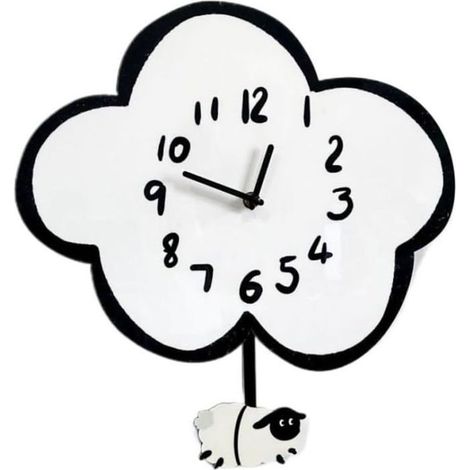 Horloge Murale Vintage Horloge Murale en Forme De Mouton, Nuage Silencieux, Dessin Animé, Salon, Chambre À Coucher (37 38cm) (1/5)