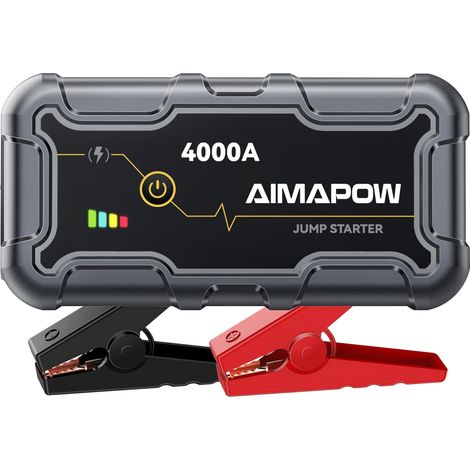Booster Batterie Voiture 4000A, Démarreur de Voiture(Jusqu'à 7.0L Essence ou 5.5L Gazole), Booster de Batterie, 12V Jump Starter avec Pinces de Sûreté Intelligentes, 3 Modes Lampe à LED (1/5)