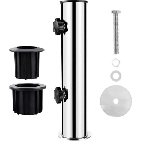 Pied de Parasol, Support Fixation Parasol Ø50 en Acier Inoxydable, Accessoires pour Parasols avec 2 Anneaux de Réduction en PVC(Ø32/40mm) (1/4)