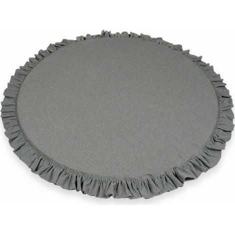 Alfombra de juego para niños 100cm redonda con volantes, color gris
