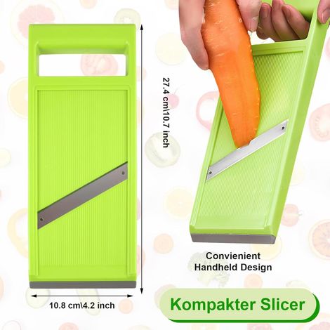 Coupe‑légumes, râpe manuelle pour légumes, coupe‑fruits couleur verte pour préparation culinaire rapide en cuisine (1/4)