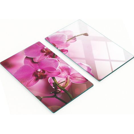 Tablas de cocina de vidrio templado con dise帽o de orqu铆deas, 2 x 30 x 52 cm. (1/5)