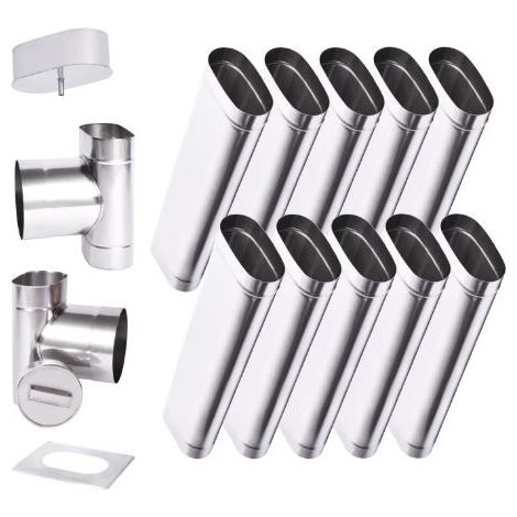 Kit de conducto de chimenea 10 m pared ovalada simple - 120x180 mm