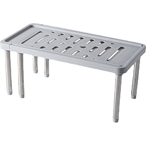 Support Étagère Réglable - 34,8 à 61 cm x 18 cm x 15,5 cm - Pour Placard Cuisine Pantry Sous Évier - PP et Acier Inoxydable - 2 Pièces (1/5)