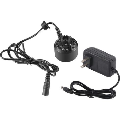 Dispositif de brumisation à 12 LED de couleur, adapté aux fontaines et aux bassins, avec adaptateur secteur. (1/4)